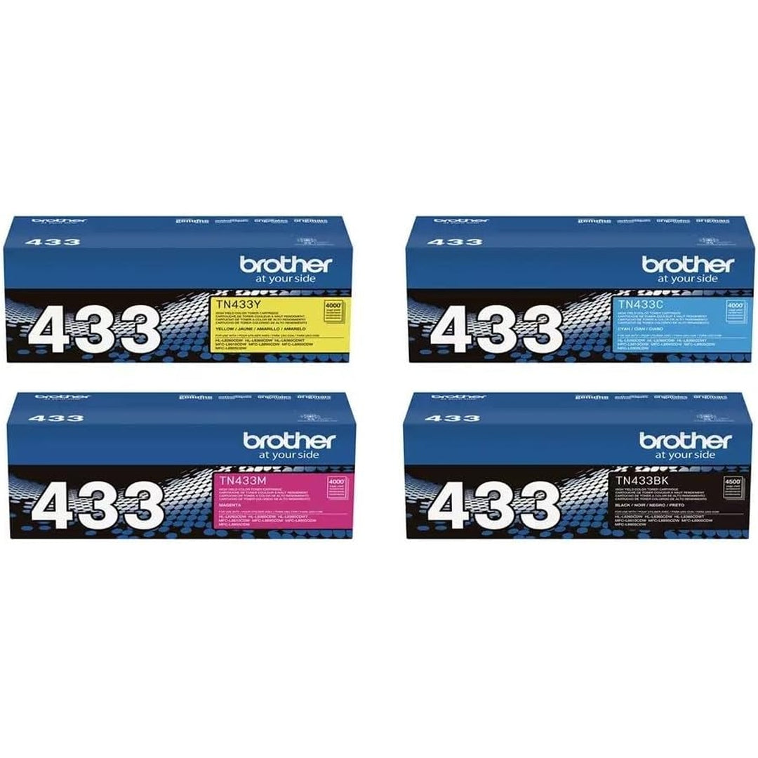 Brother TN433BK, TN433C, TN433M, TN433Y High Yield Toner Cartridge Set