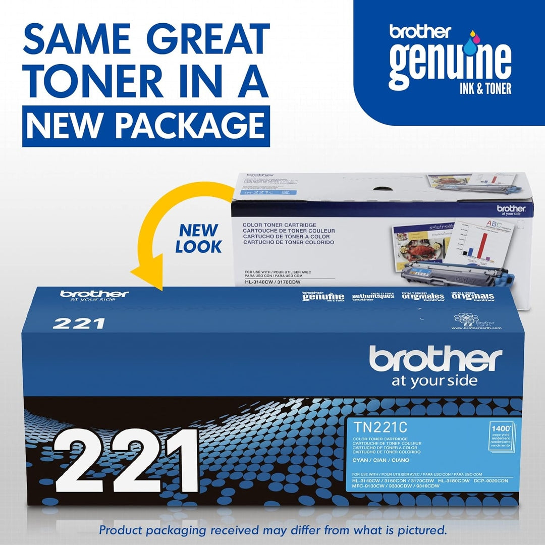 Brother Genuine Standard Yield Toner Cartridge, TN221C,