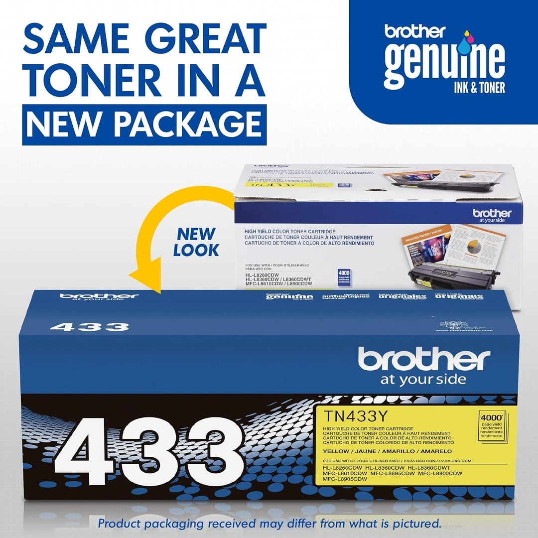 Brother Genuine High Yield Toner Cartridge, TN433Y,