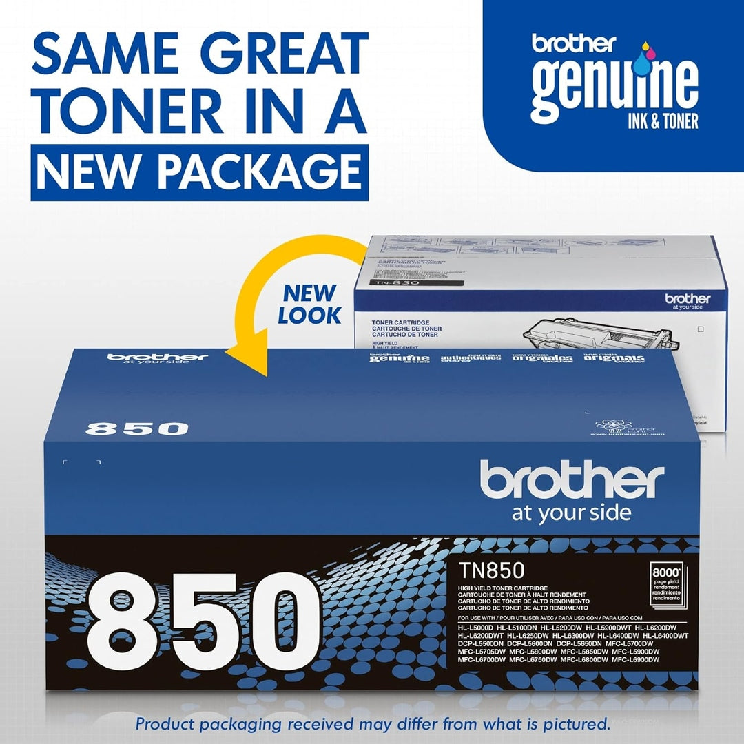 Brother Genuine High Yield Toner Cartridge, TN850,