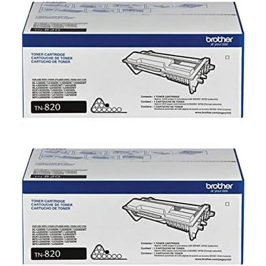 Brother Genuine TN820 2-Pack Standard Yield Black Toner Cartridge