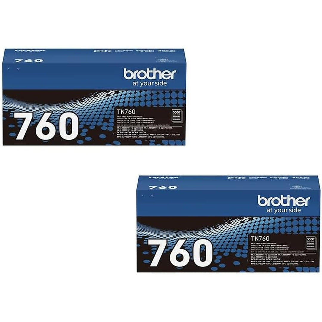 Brother Genuine TN760 2-Pack High Yield Black Toner Cartridge