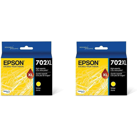 Epson T702 DURABrite Ultra -Ink High Capacity Yellow -Cartridge (T702XL420) - 2 Pack