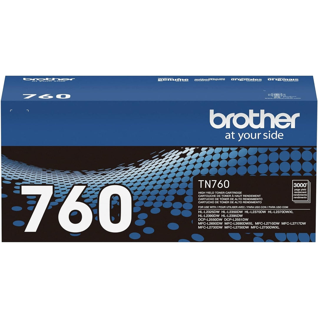 Brother Genuine TN760 High Yield Black Toner Cartridge - 3 Pack