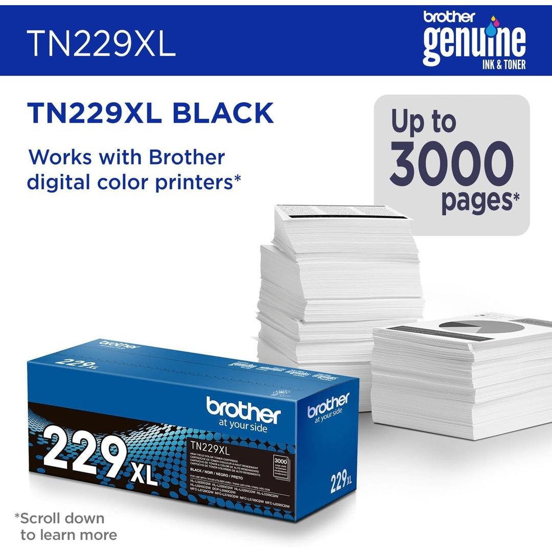 Brother Genuine TN229XLBK Black High Yield Printer Toner Cartridge