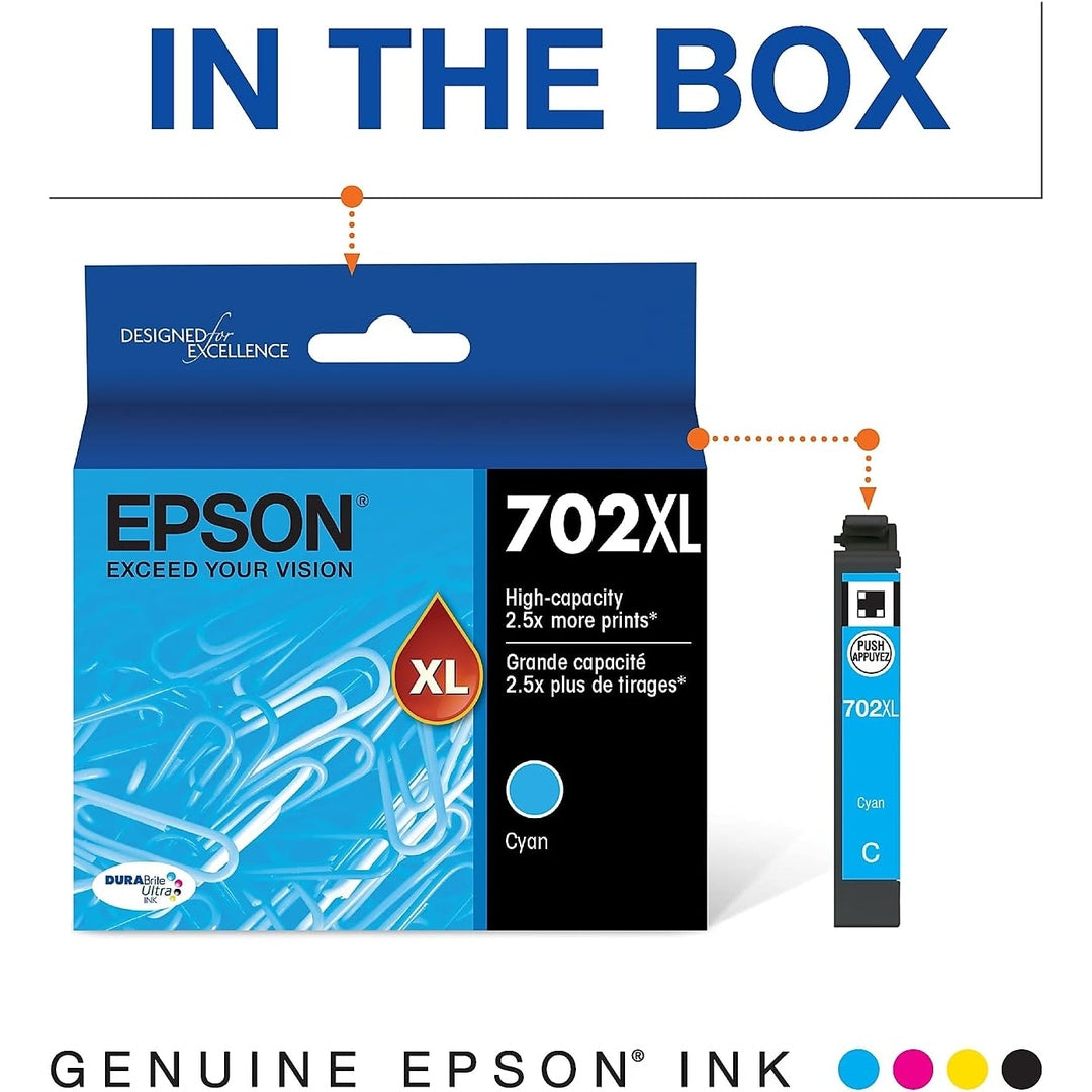 EPSON 702 DURABrite Ultra Ink High Capacity Cyan Cartridge (T702XL220-S)