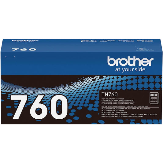 Brother Genuine TN760 High Yield Black Toner Cartridge