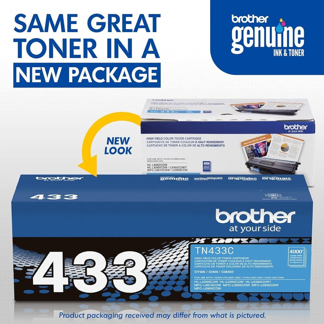 Brother Genuine High Yield Toner Cartridge, TN433C,