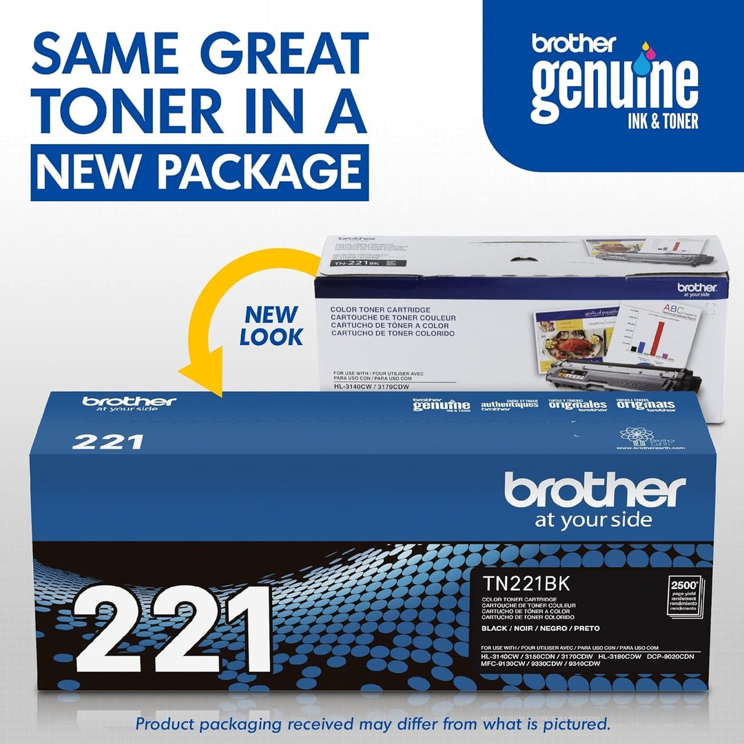 Brother Genuine Standard Yield Toner Cartridge, TN221BK,