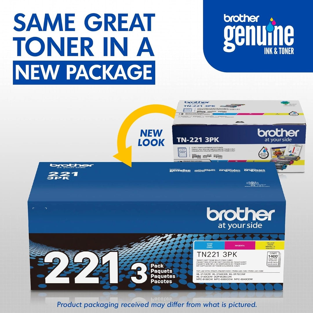 Brother Genuine Standard-Yield Toner Cartridge Three Pack TN221 3PK