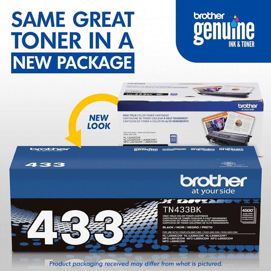 Brother Genuine TN433BK High Yield Toner-Retail Packaging, Black, 1 Size